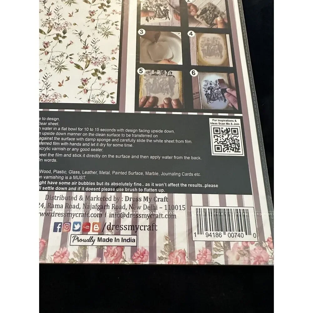 New Sealed Dress My Craft Transfer Me Vintage Floral #5 Flower Floral Dip In H2O